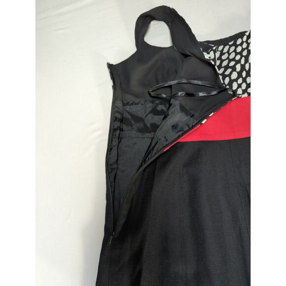 Ann Taylor Silk Cotton Colorblock Sheath Dress Black Red Polka Dot 0 - Picture 11 of 13